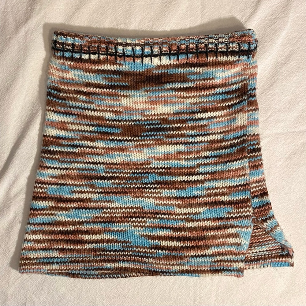The Ragged Priest Multicolor Sweater Mini Skirt w/ Black Stitching Detail Size M